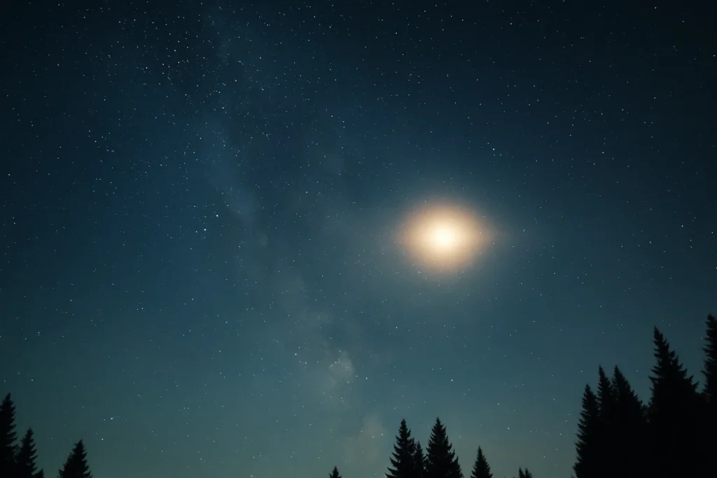 夜空に浮かぶ謎の光のイメージ