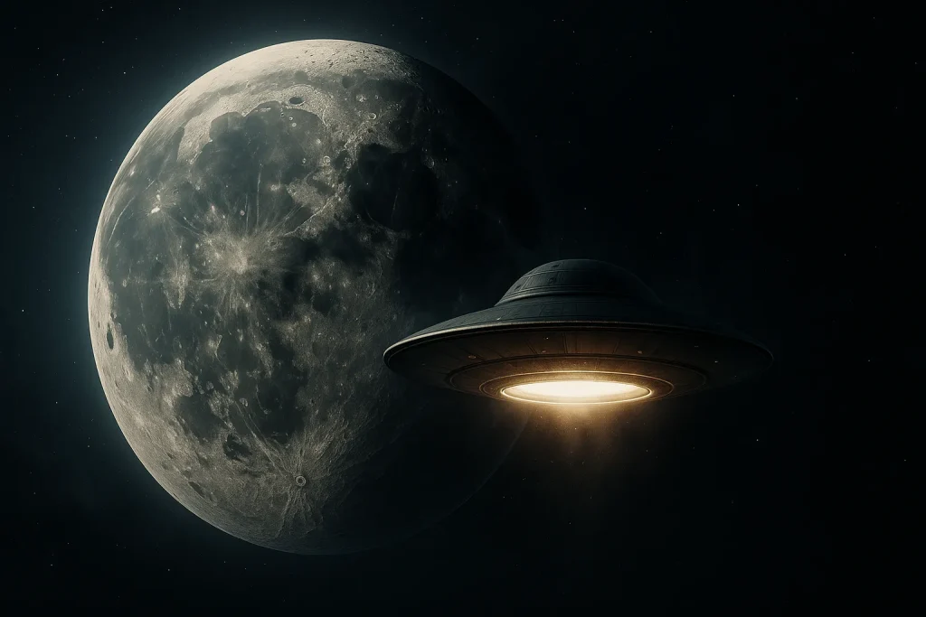 月の裏側とUFOの想像図