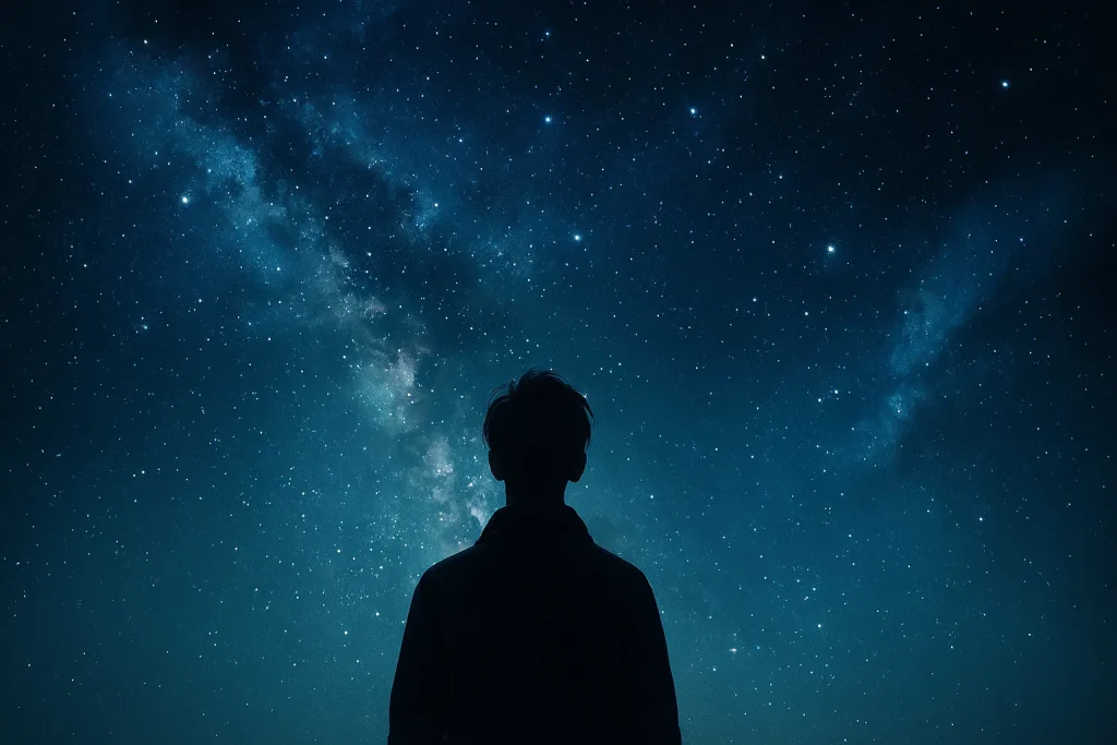 宇宙を見つめる人