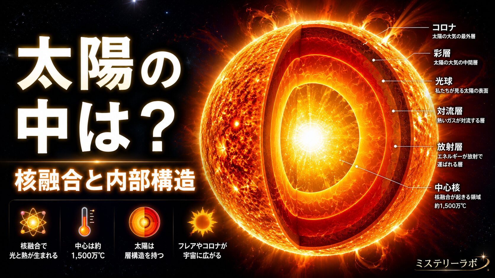 太陽 太陽の内部構造とは？核融合や温度をわかりやすく解説！ - ミステリーラボ
