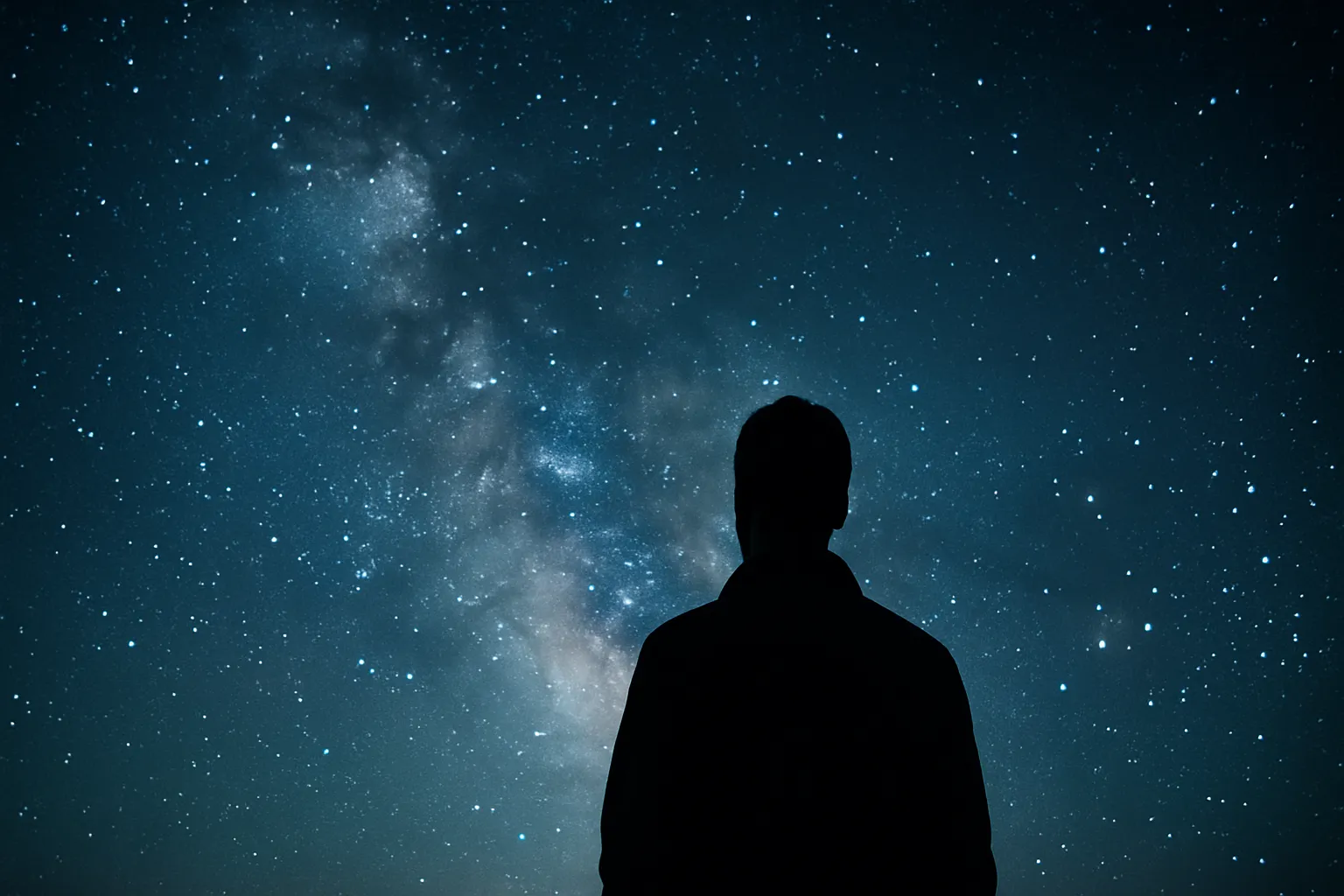 星空と人のシルエット
