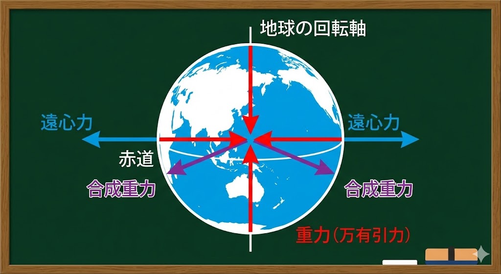 重力と遠心力の関係図