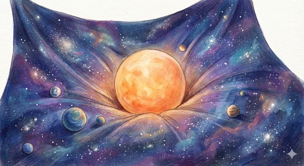 空間の歪みを示す図