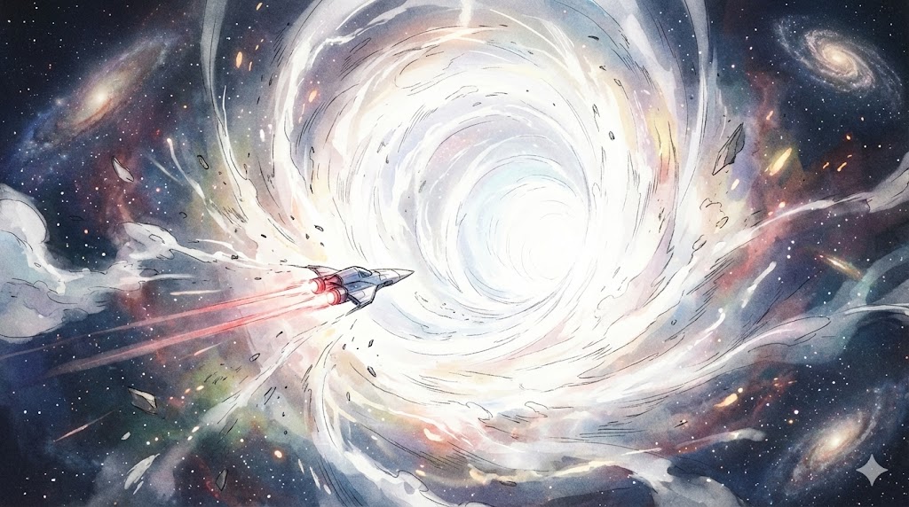 ホワイトホールをテーマにしたSFアート
