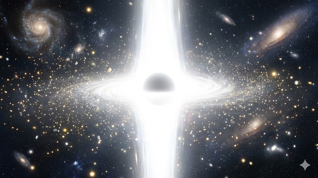 ホワイトホールの輝きで締めくくるラストイメージ