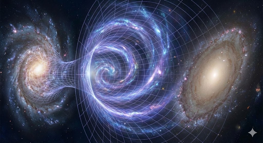 ワームホールの構造図（時空のトンネル）イメージ