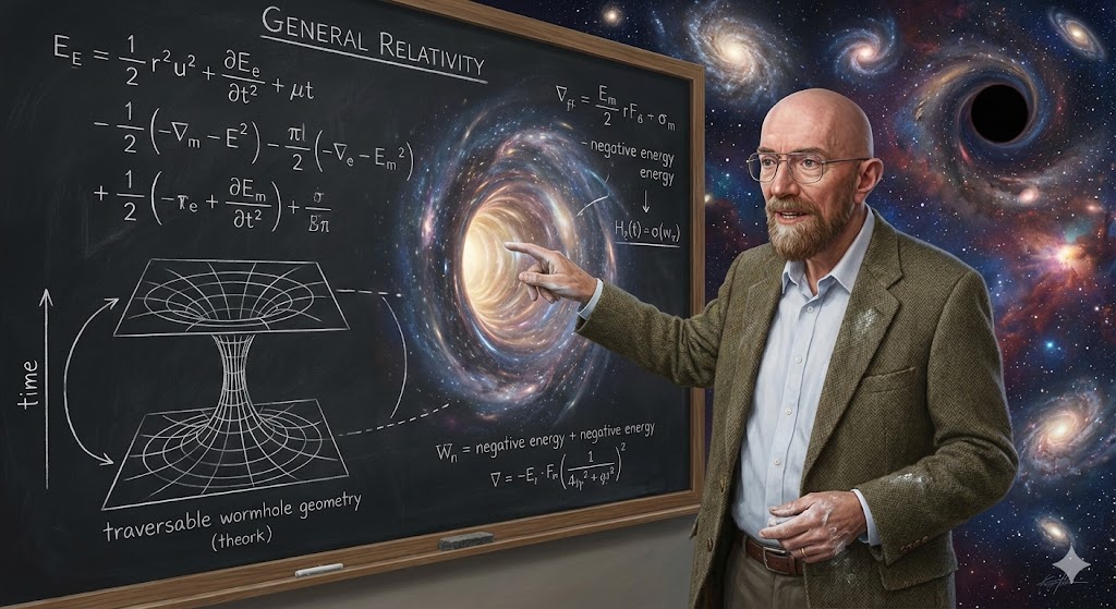 キップ・ソーン博士とタイムマシン理論のイメージ