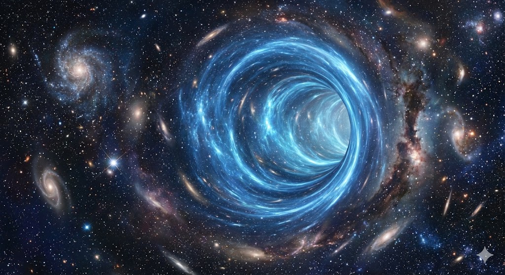 宇宙の中に潜むワームホールのイメージ