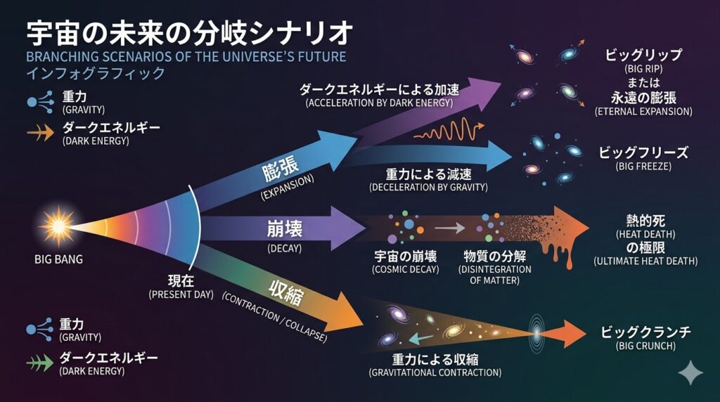 宇宙未来の分岐イメージ