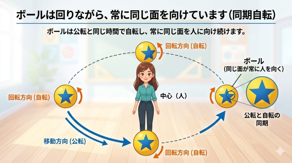 月の自転と公転の関係図