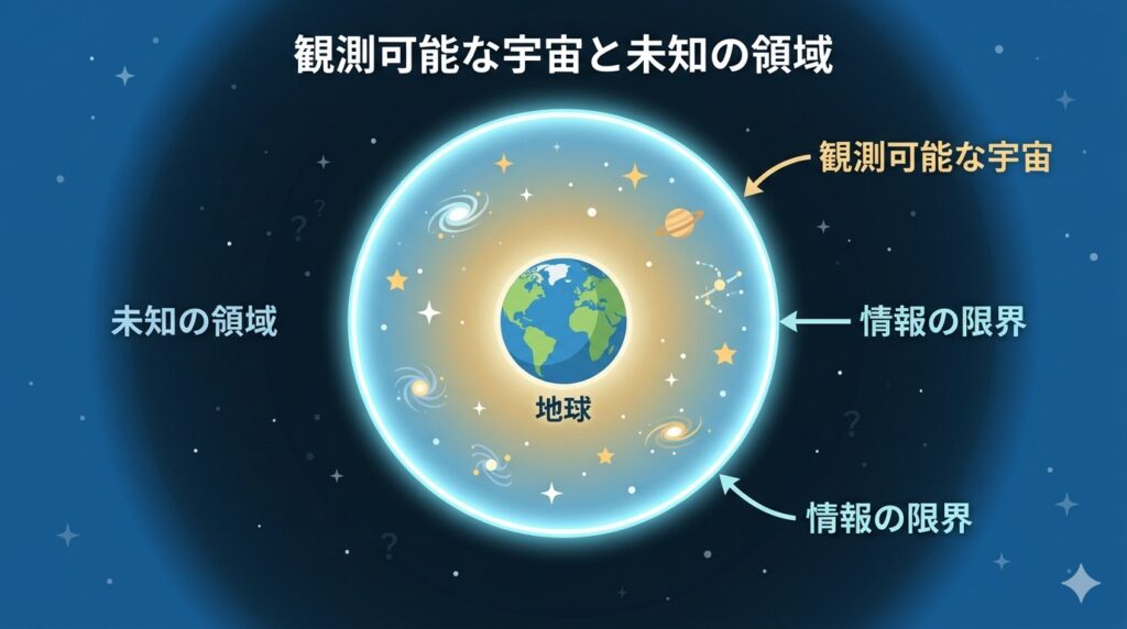 観測できる範囲とできない範囲の図解