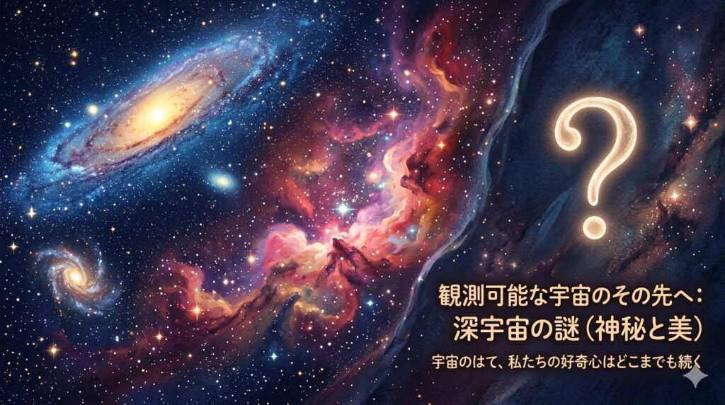 宇宙の外側をイメージした星空と銀河のイラスト