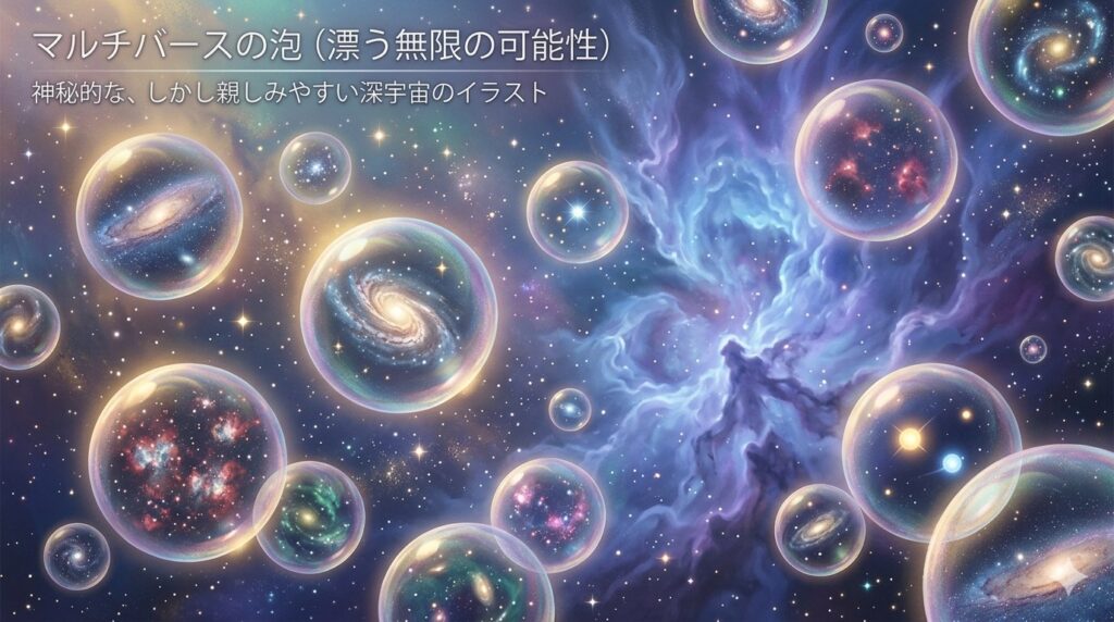 マルチバースをシャボン玉のように表した宇宙イメージ