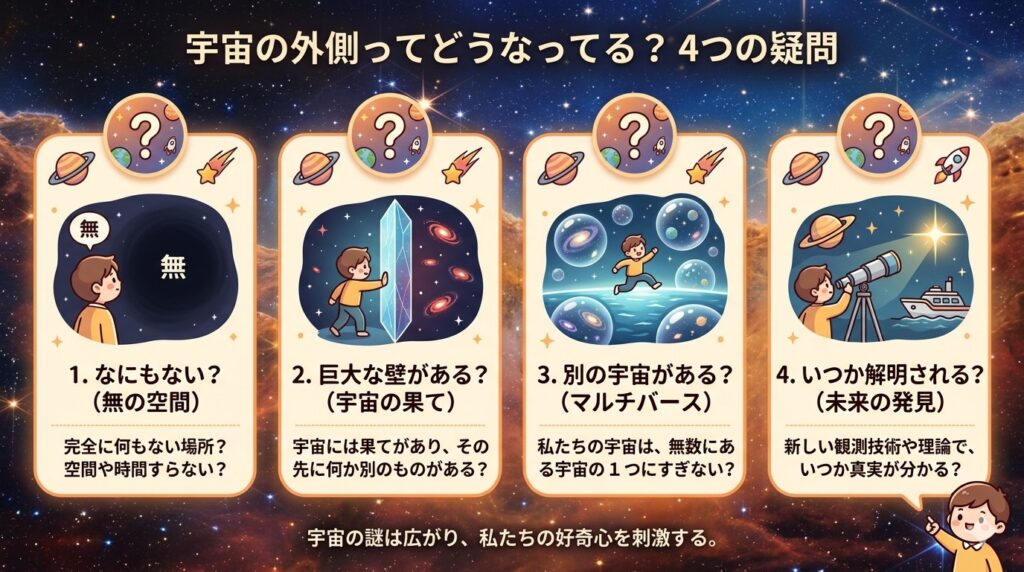 別宇宙やマルチバースを表すシャボン玉状の宇宙イメージ