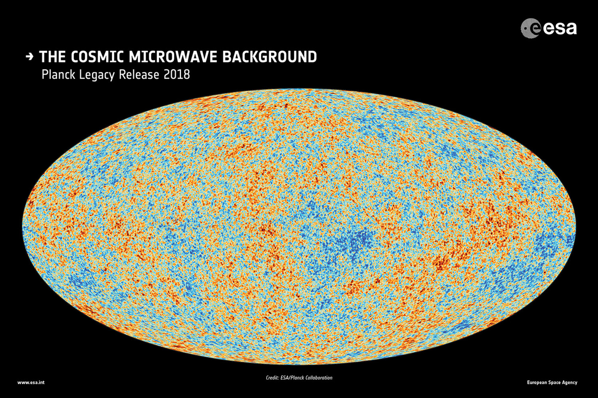 ESAのPlanck衛星が観測した宇宙背景放射の全天温度マップ