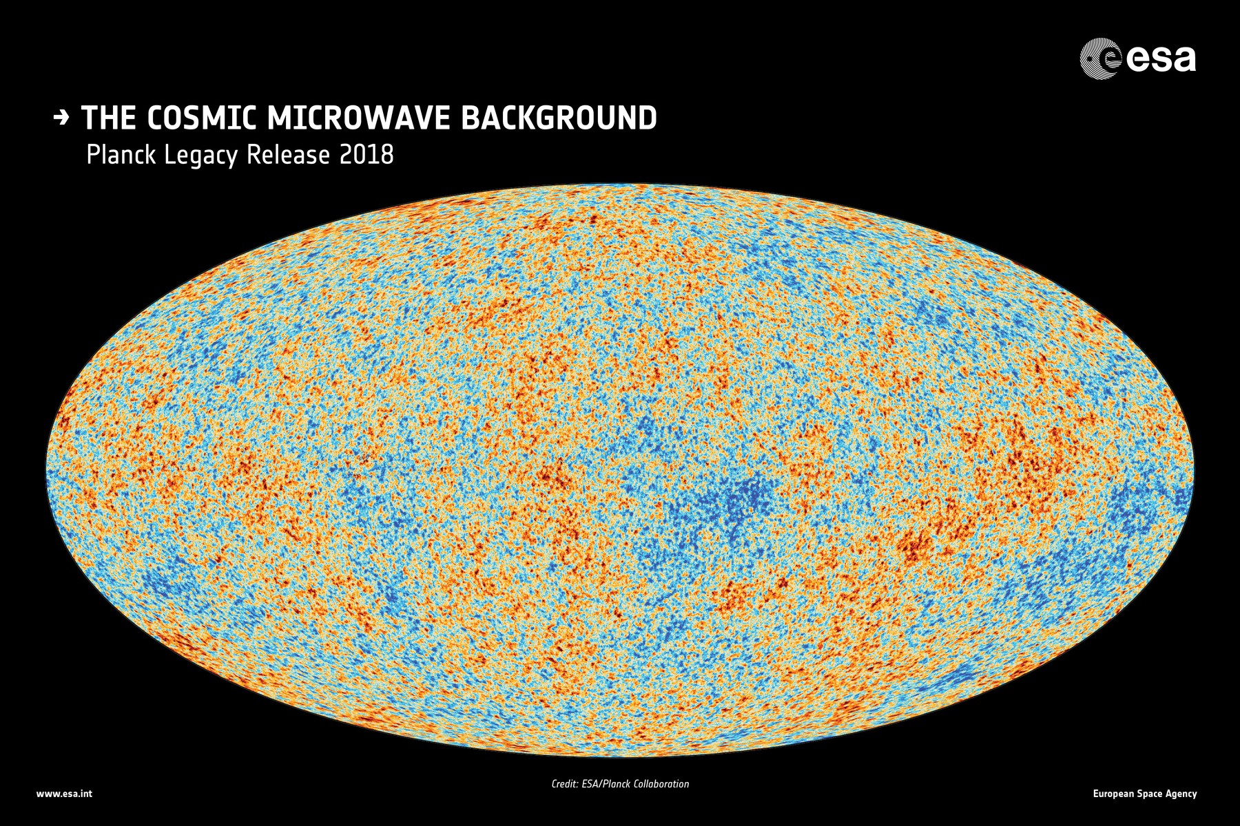 ESAのPlanck衛星が観測した宇宙背景放射の全天温度マップ