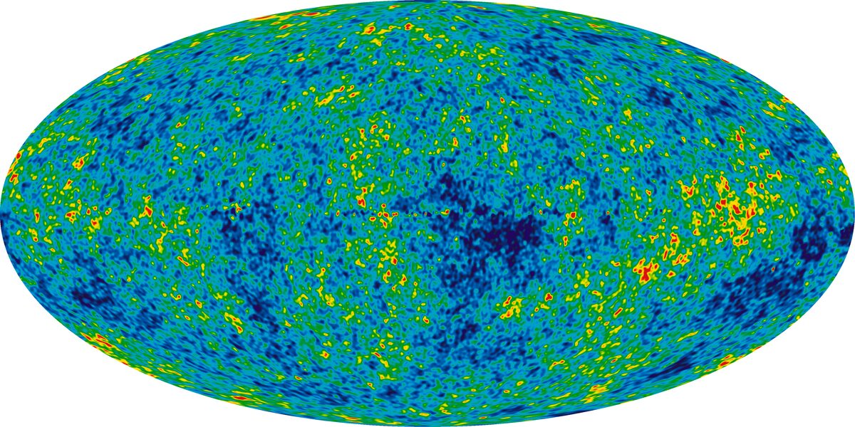 NASAのWMAP観測による宇宙背景放射の全天温度ゆらぎマップ