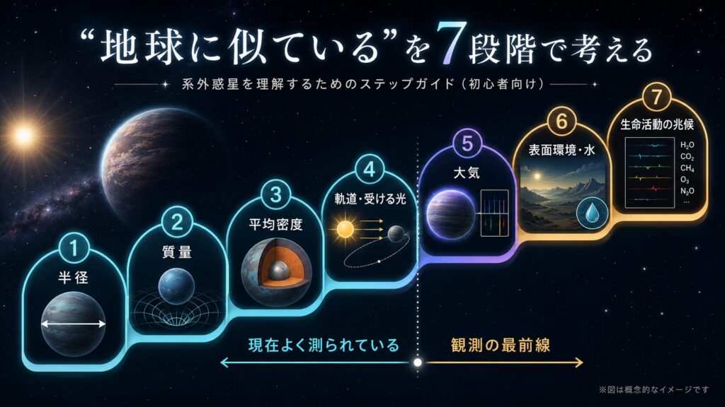 系外惑星が地球に似ている度合いを7段階で整理した図解